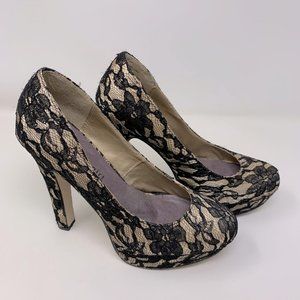 Madden Girl Mellony Black Lace Heels